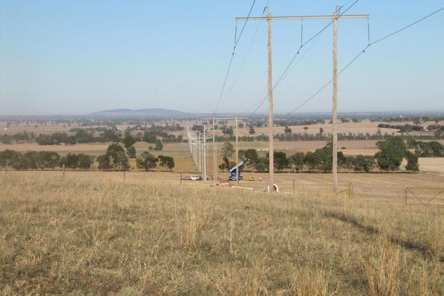 Powerlines in an outback paddock